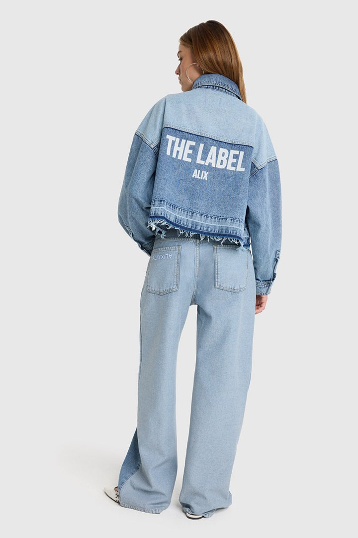Mixed Denim Blouse - Blue Denim