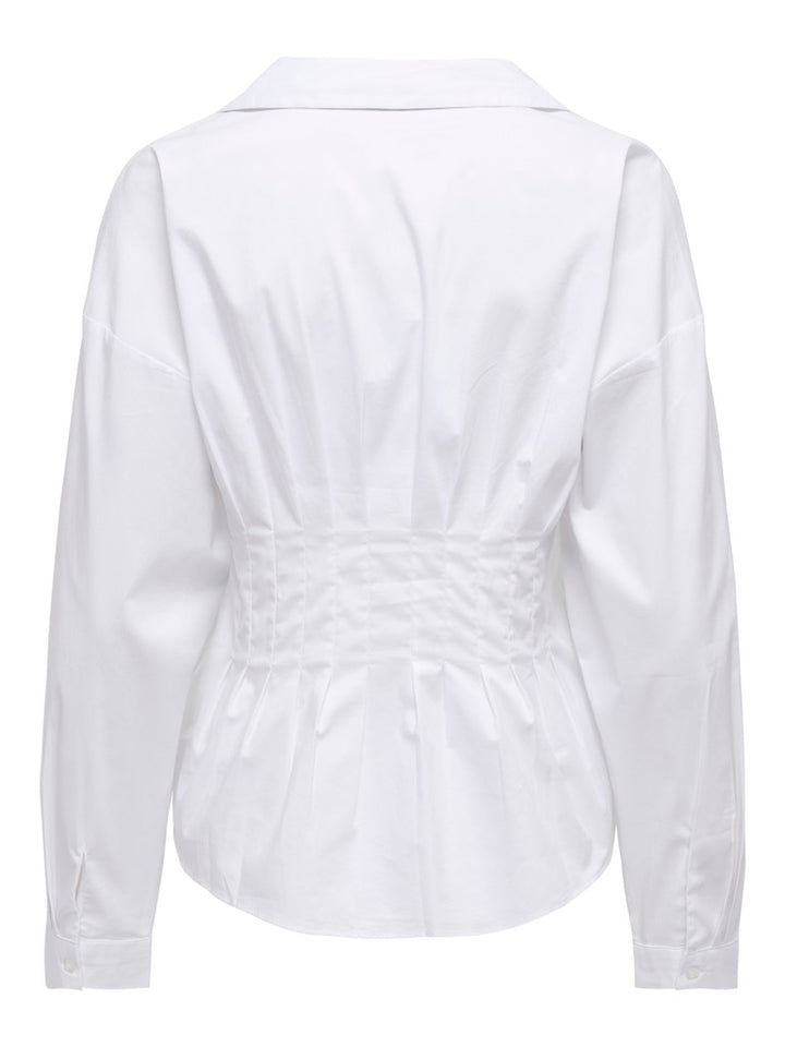Jdymio L/s Fitted V-neck Shirt Wvn Exp - Wit