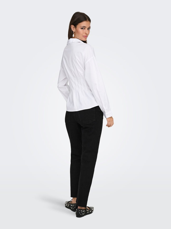 Jdymio L/s Fitted V-neck Shirt Wvn Exp - Wit