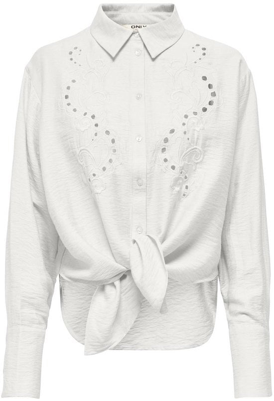 Onlbirona Lino L/s Tie Shirt Wvn Sud - Off-white