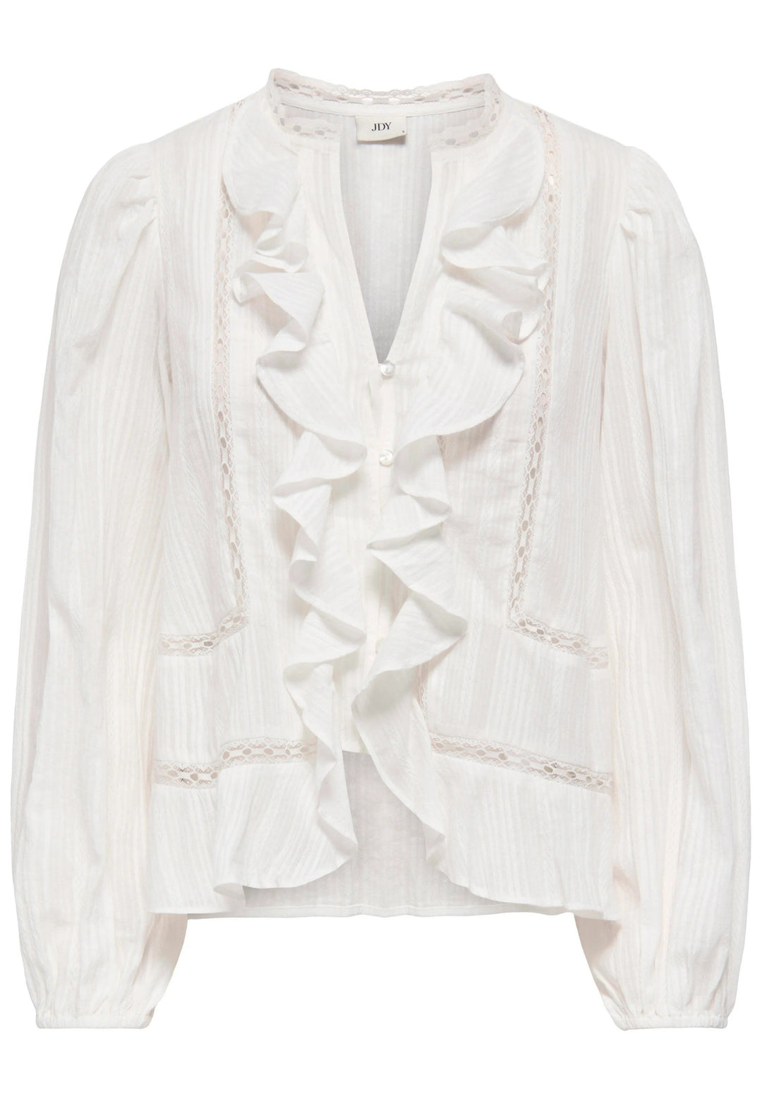 Jdyea L/s Frill Shirt Wvn - Wit Dessin