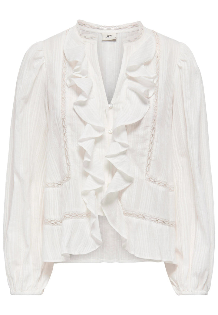 Jdyea L/s Frill Shirt Wvn - Wit Dessin