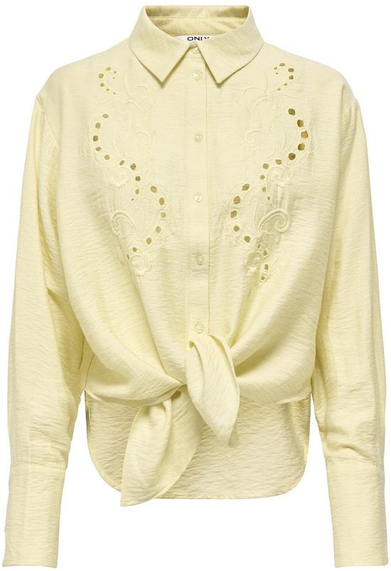 Onlbirona Lino L/s Tie Shirt Wvn Sud - Geel