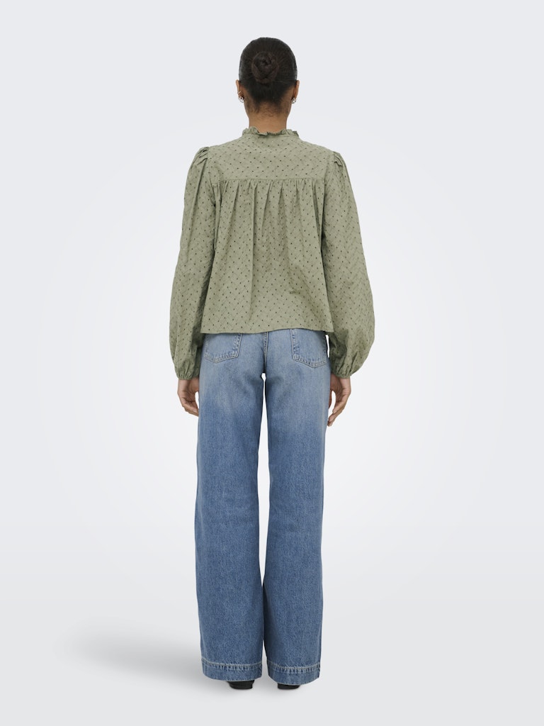 Onlnoelys L/s Embroided Shirt Wvn Cs - Olijf
