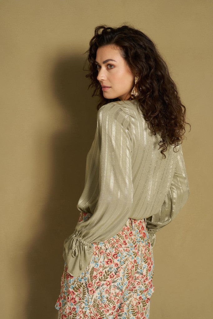 Blouse Hella - Satin Relaxed - Oud Groen