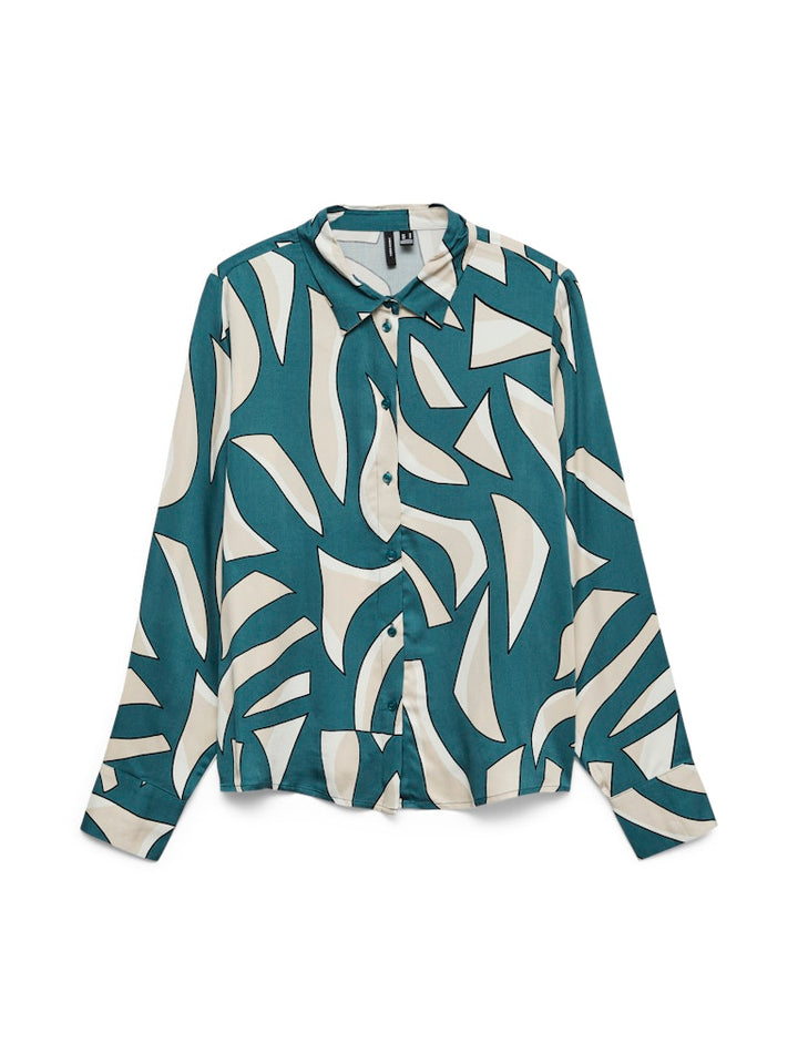 Vmcindy Regina Ls Shirt Wvn Ga - Groen Dessin