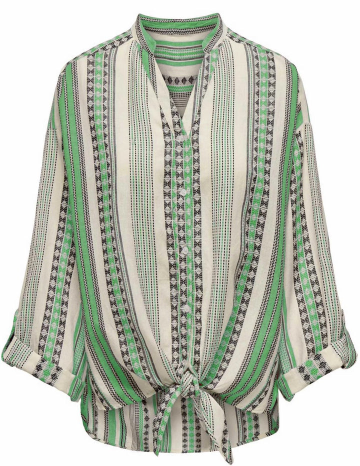 Onllouise Ls Knot Shirt Wvn Cs - Groen Dessin