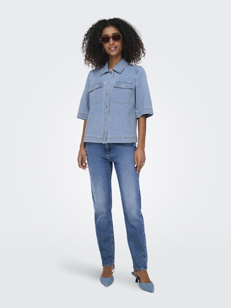 Onlbelle S/s Shirt Dnm Gua Noos - Lichtblauw