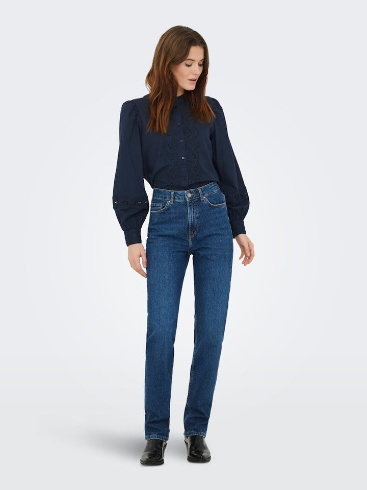 Jdyflo L/s Lace Shirt Wvn - Navy