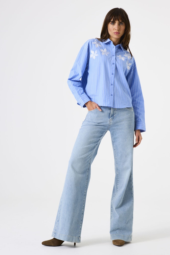 Streep Blouse - Blauw Dessin
