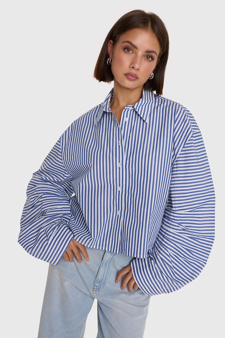 Fancy Stripe Blouse - Blauw Dessin