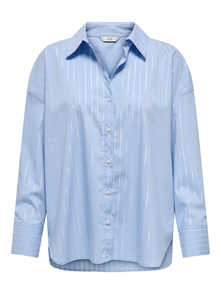 Jdymio L/s Lurex Loose Shirt Wvn Noos - Blauw Dessin
