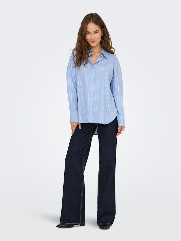 Jdymio L/s Lurex Loose Shirt Wvn Noos - Blauw Dessin