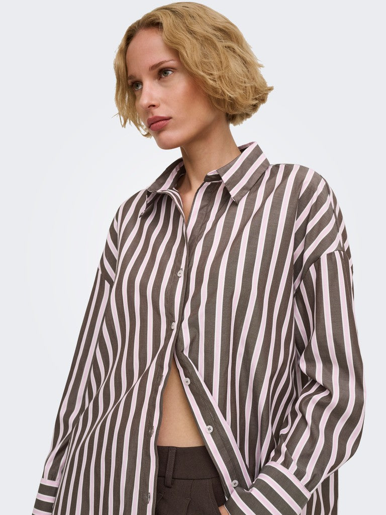 Onloregon Alva Ls Reg Shirt Noos Wvn - Bruin Dessin