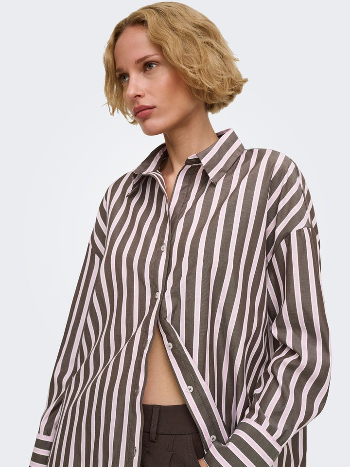 Onloregon Alva Ls Reg Shirt Noos Wvn - Bruin Dessin
