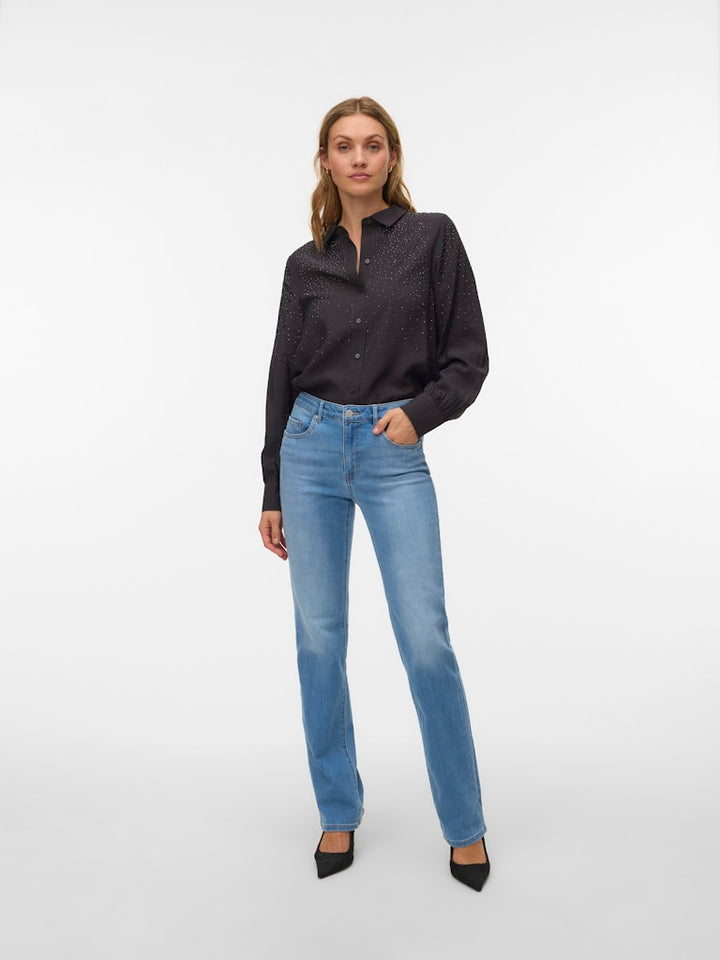 Vmherdis Ls Shirt Wvn Btq Ga - Antraciet
