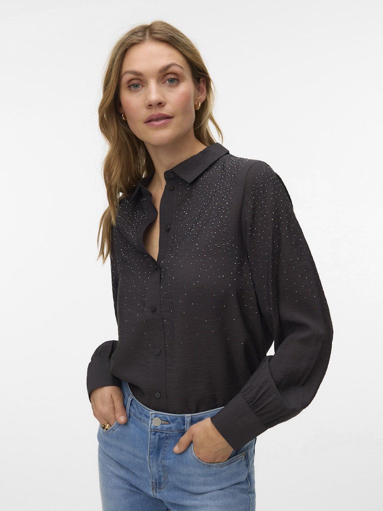 Vmherdis Ls Shirt Wvn Btq Ga - Antraciet