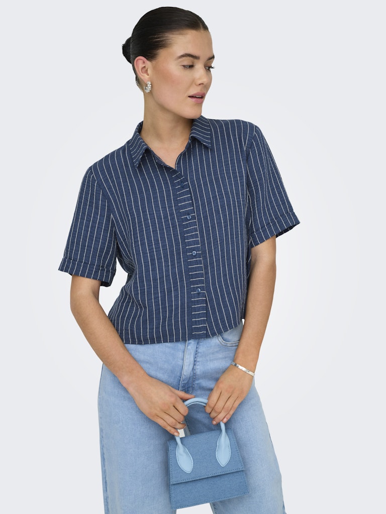 Jdypower S/s Short Shirt Wvn Noos - Blauw Dessin