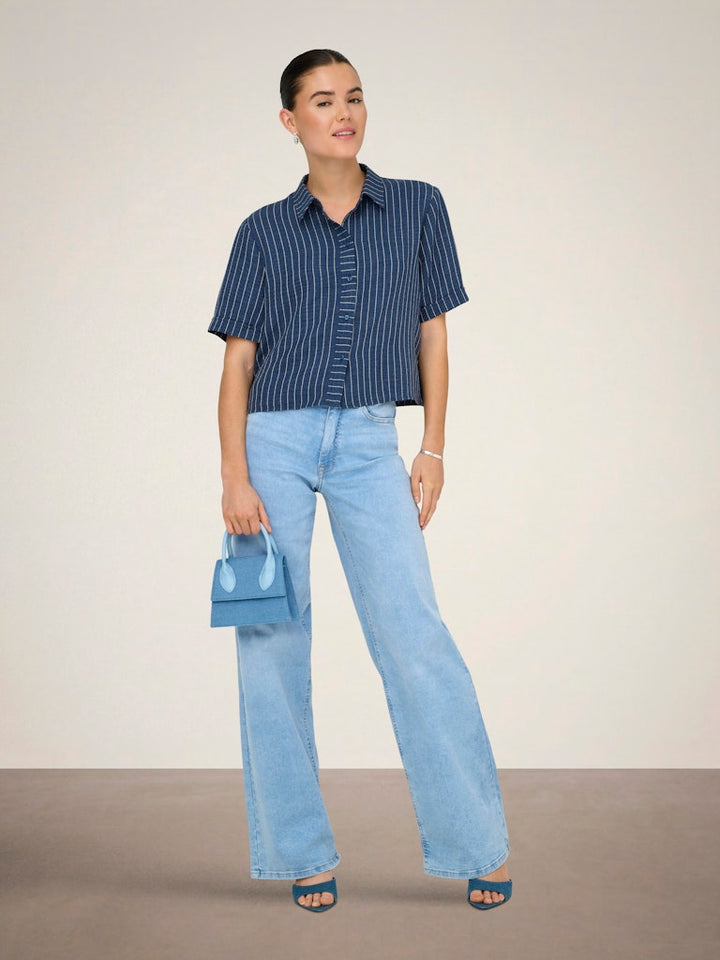 Jdypower S/s Short Shirt Wvn Noos - Blauw Dessin