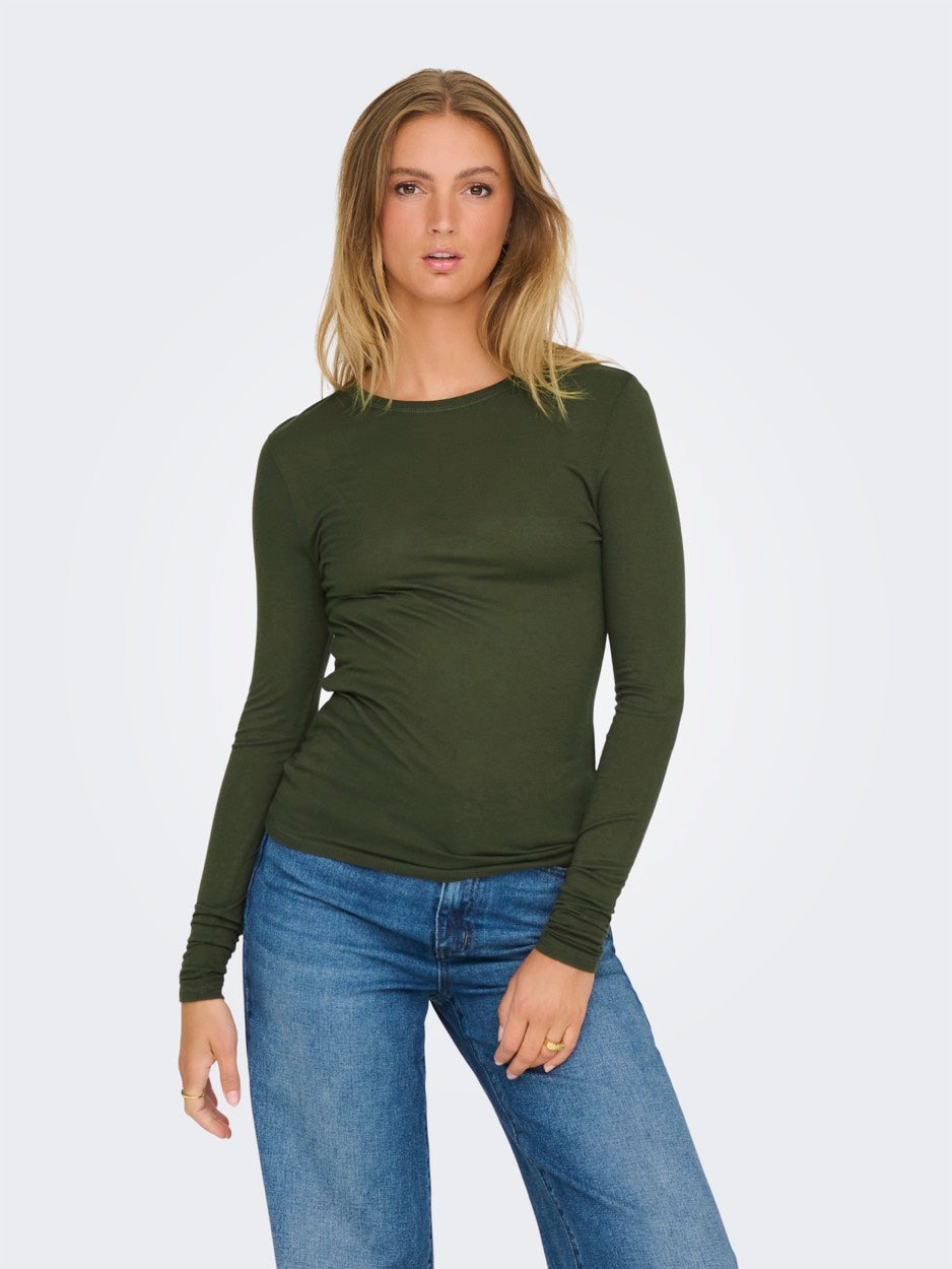 Jdysuma Wool L/s O Neck Top Jrs Noo - Donkergroen