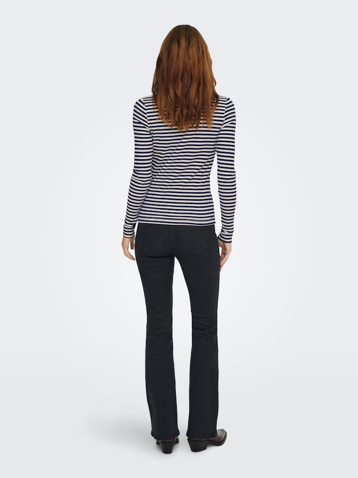 Onlelene L/s Fitted Top Jrs - Blauw Dessin