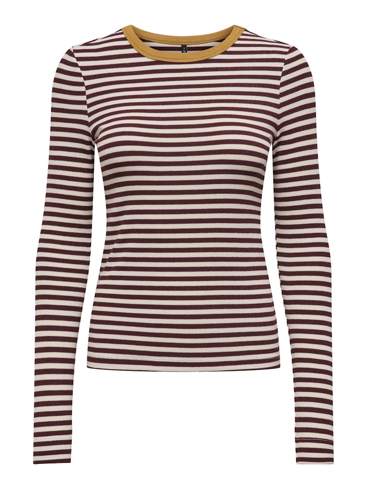 Onlelene L/s Fitted Top Jrs - Rood Dessin