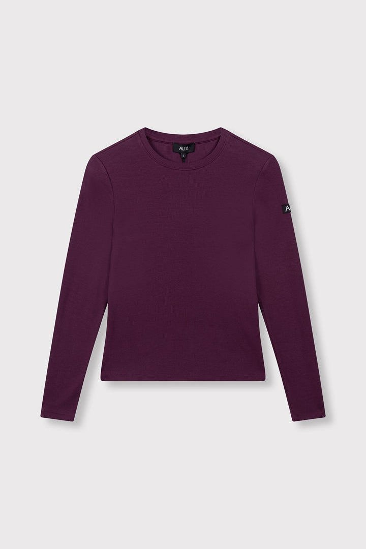 Knitted L/s T-shirt - Aubergine
