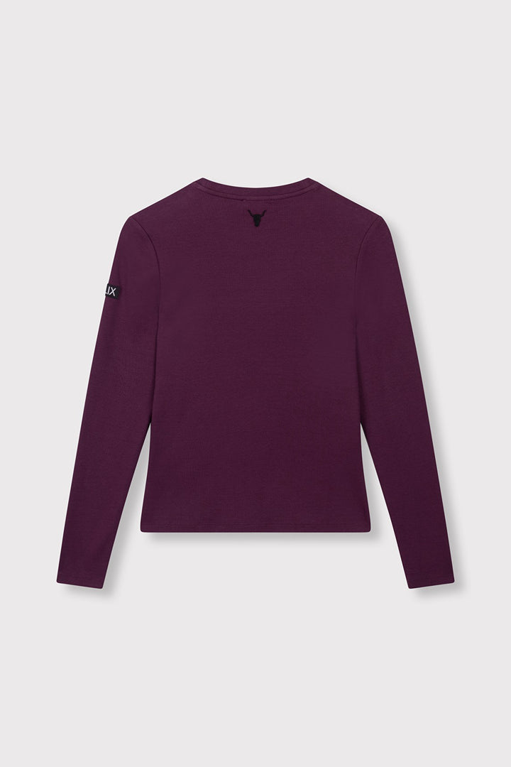 Knitted L/s T-shirt - Aubergine