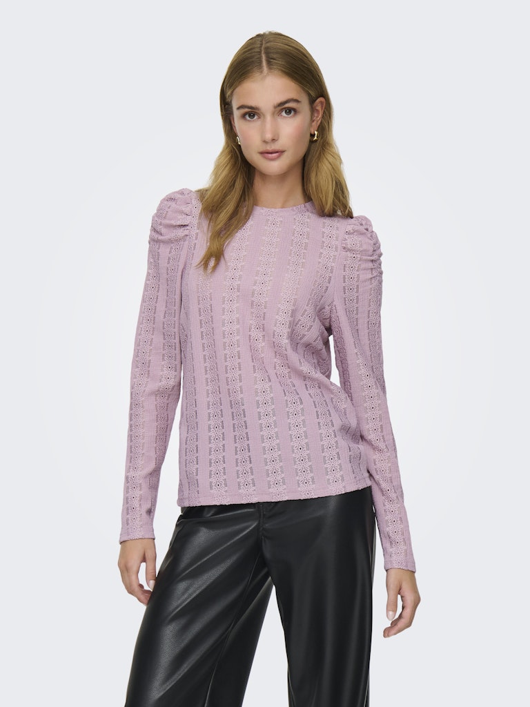 Onlmelanie L/s O-neck Top Jrs - Donker Rose