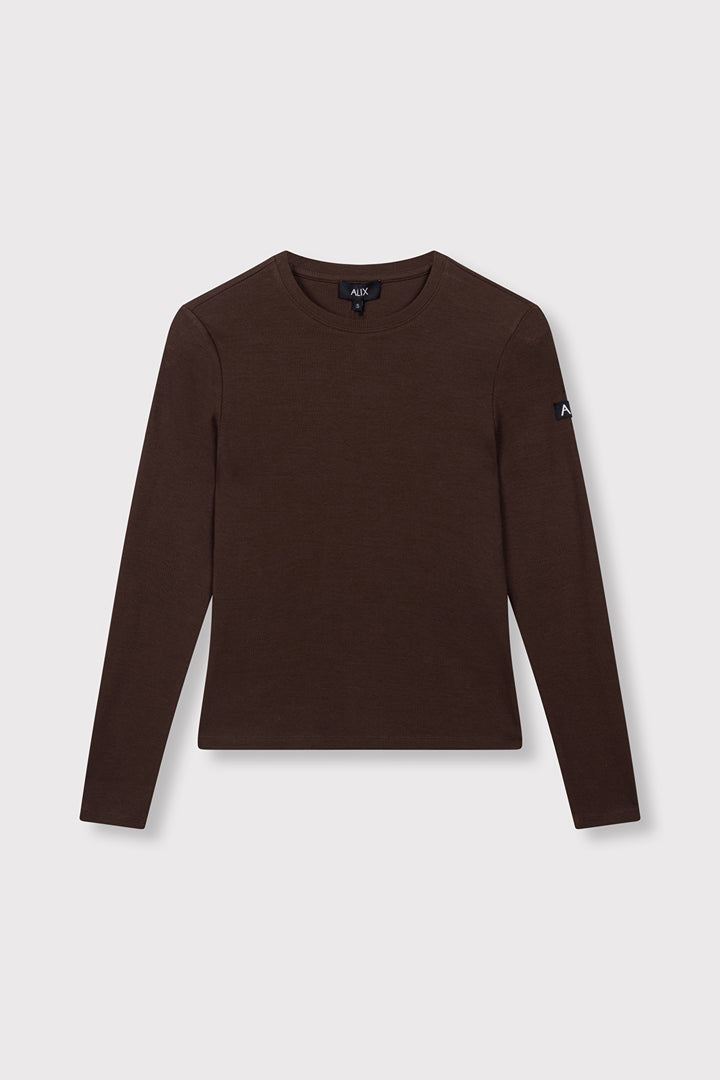 Knitted L/s T-shirt - Bruin