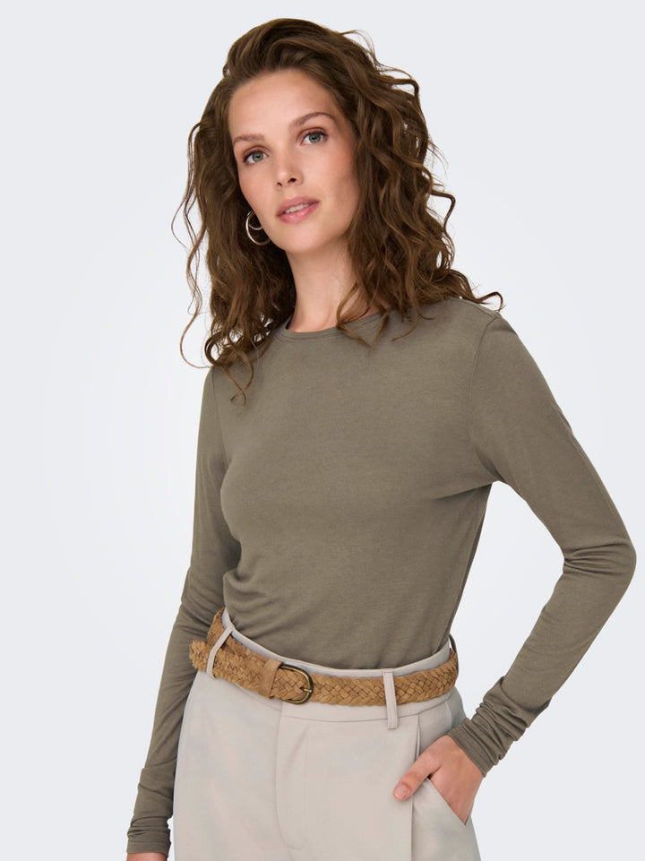 Jdysuma Wool L/s O Neck Top Jrs Noo - Taupe