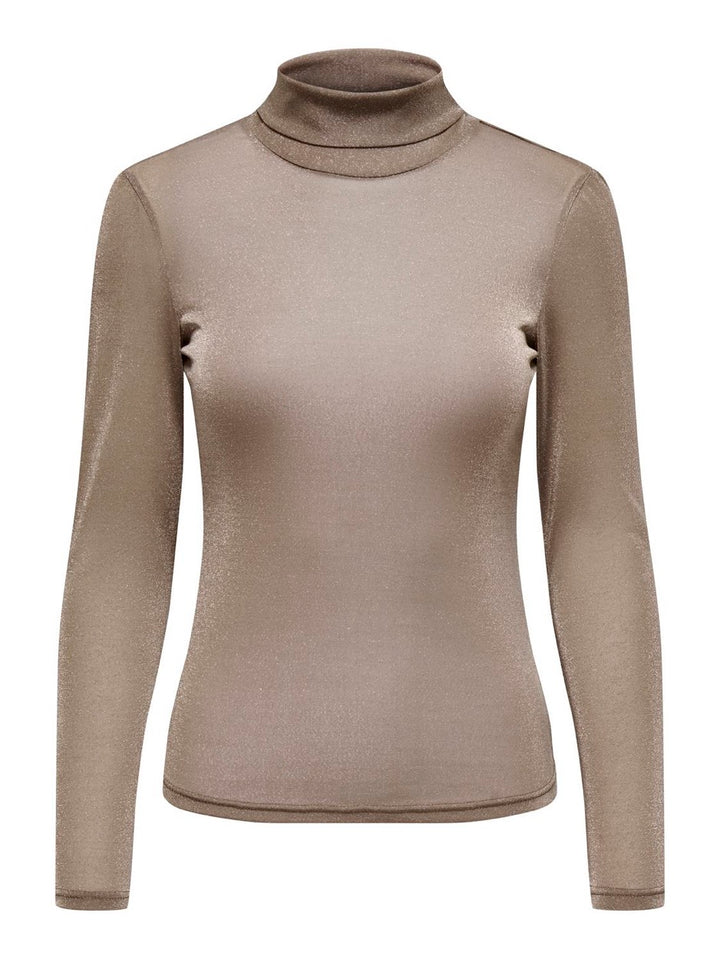 Onlamera Glitter L/s Rollneck Jrs - Taupe