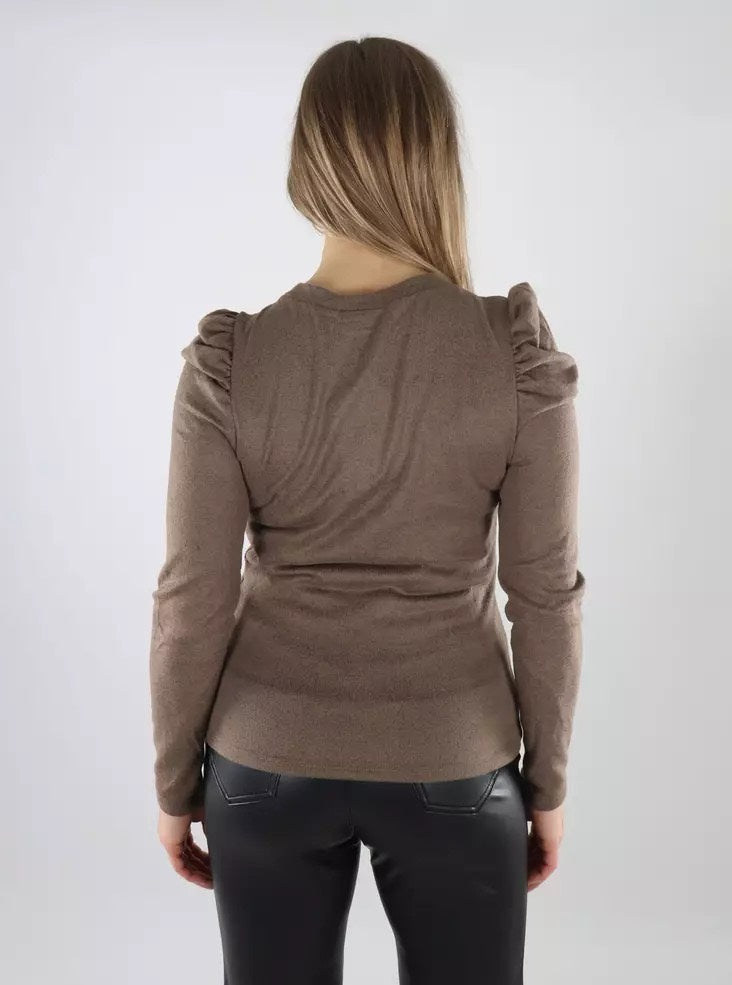 Jdytonsy L/s Puff Sleeve Top Jrs Dia - Bruin Melee