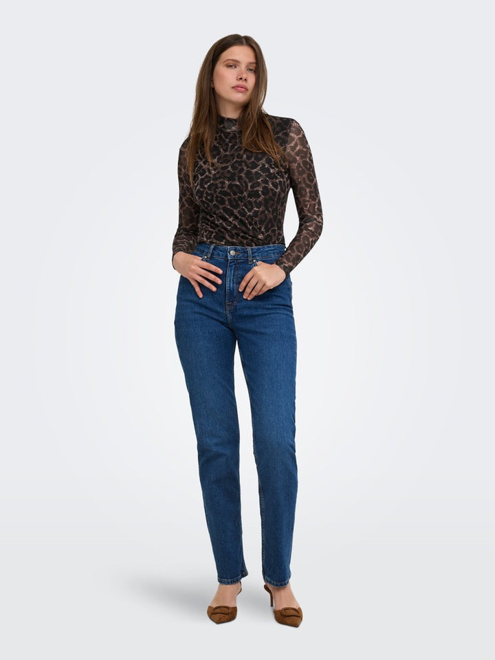 Onlerica Mesh L/s Top Jrs Noos - Bruin Dessin
