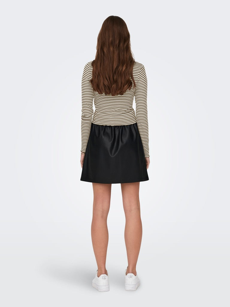 Onlnewmaja L/s Cropped Stripe Top - Bruin Dessin