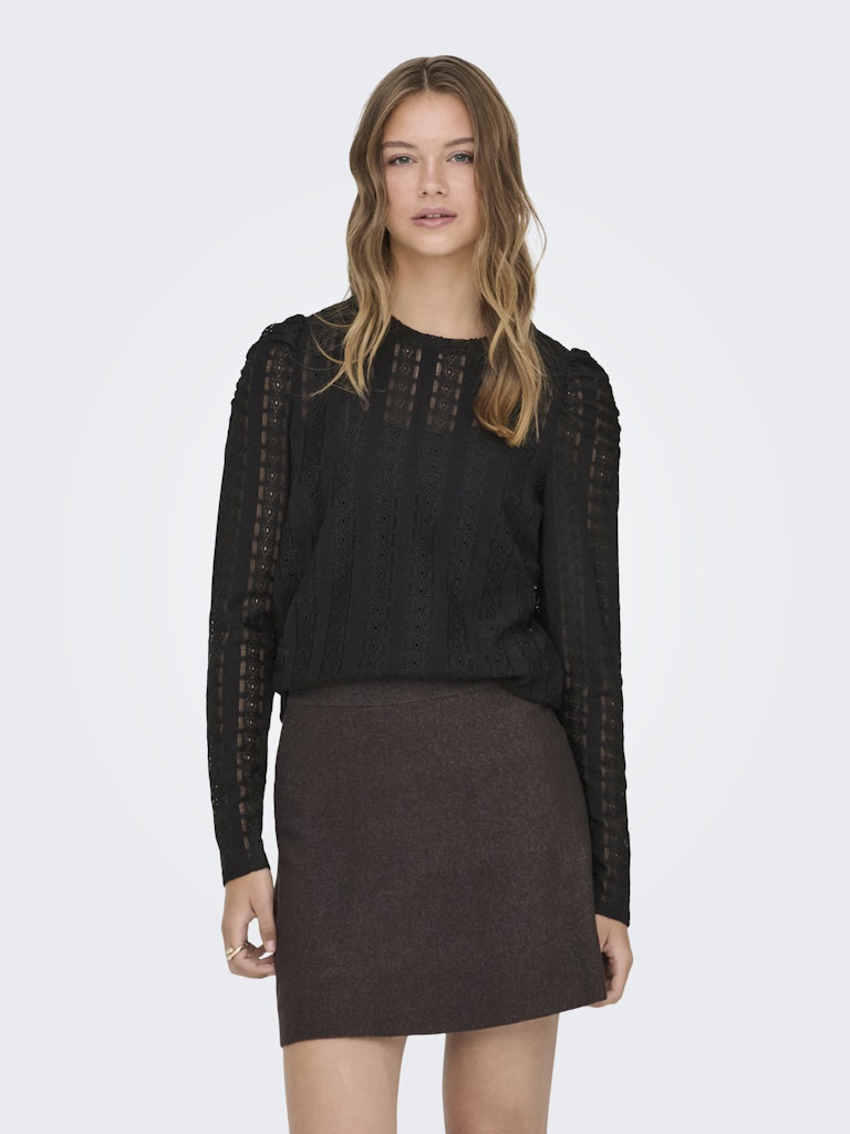 Onlmelanie L/s O-neck Top Jrs - Zwart
