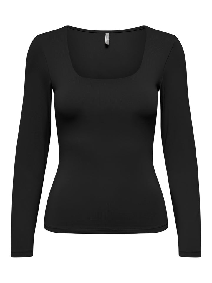 Onlea L/s 2-way Deep Neck Top Jrs N - Zwart