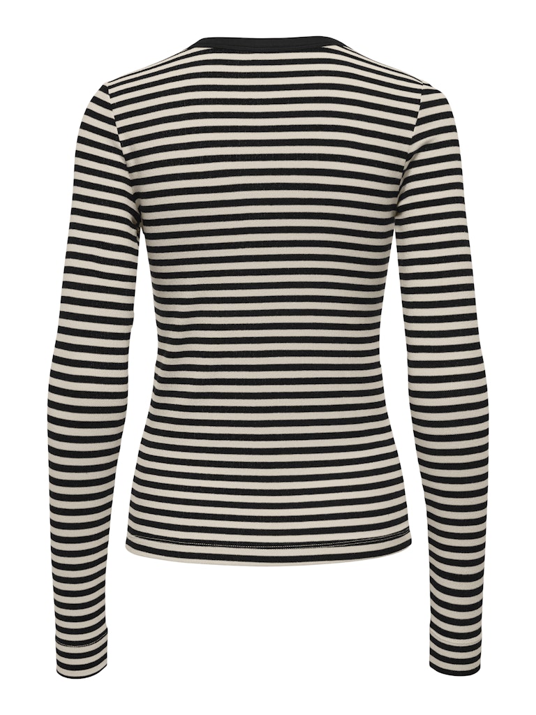 Onlelene L/s Fitted Top Jrs - Zwart Dessin