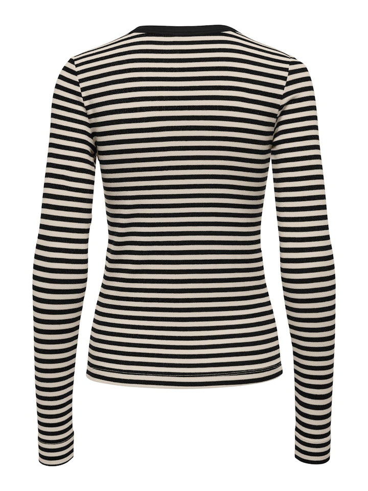 Onlelene L/s Fitted Top Jrs - Zwart Dessin