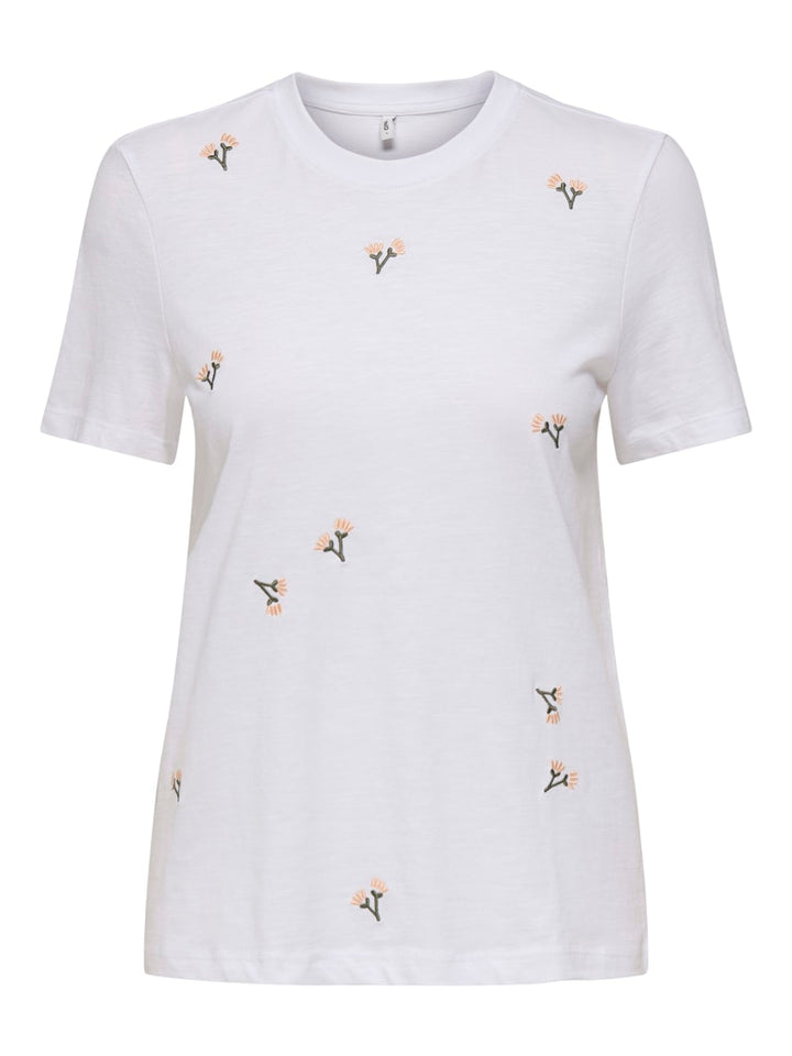Onlketty Slub S/s O-neck Top Jrs - Wit