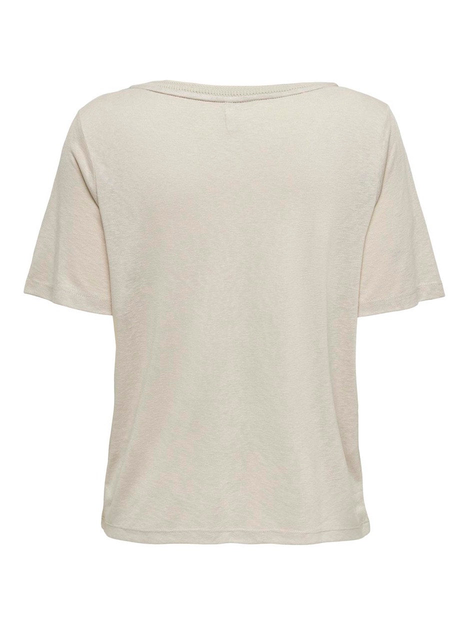 Onlelise S/s V-neck Top Jrs Noos - Beige