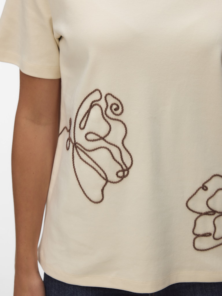 Vmirene Ss O-neck T-shirt Jrs - Ecru Dessin