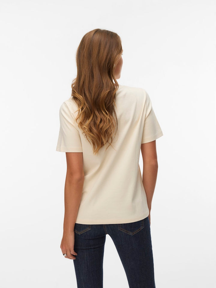 Vmirene Ss O-neck T-shirt Jrs - Ecru Dessin