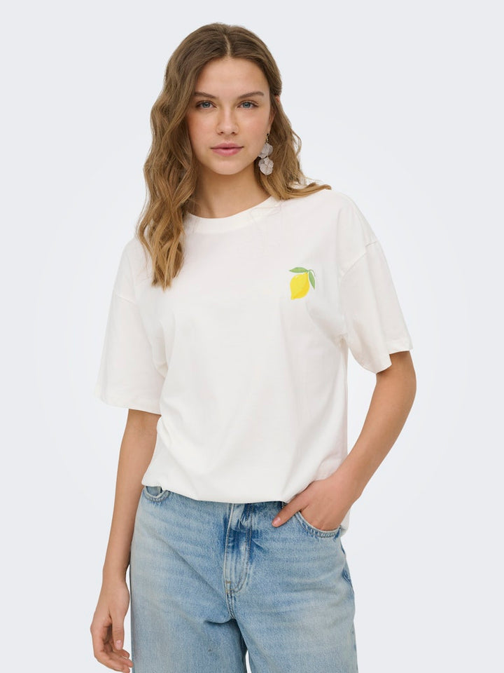 Onlelle S/s Printed Tee Cs Jrs - Wit Dessin