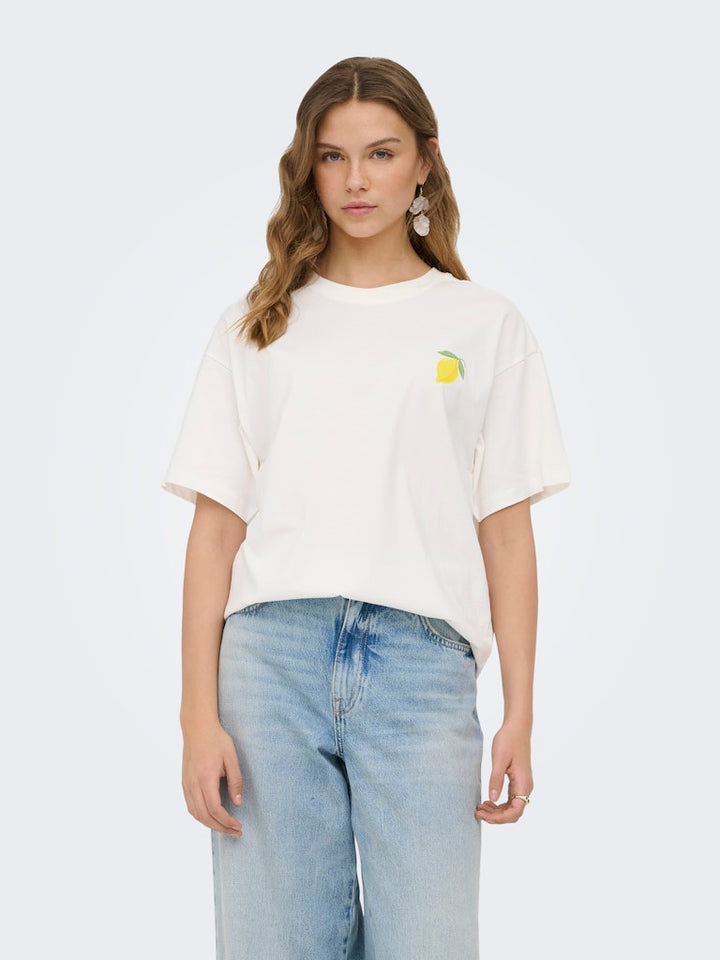 Onlelle S/s Printed Tee Cs Jrs - Wit Dessin