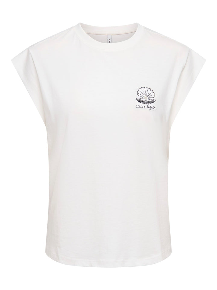 Onlshelina S/s Top Box Jrs - Wit Dessin