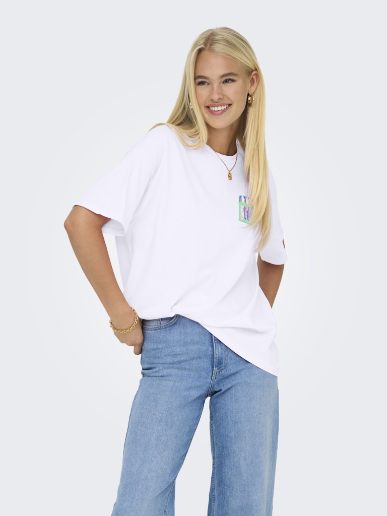 Onlvivvi S/s Lovely Top Jrs - Wit Dessin