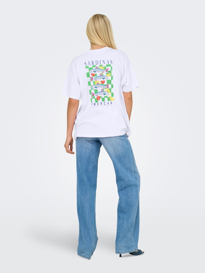 Onlvivvi S/s Lovely Top Jrs - Wit Dessin