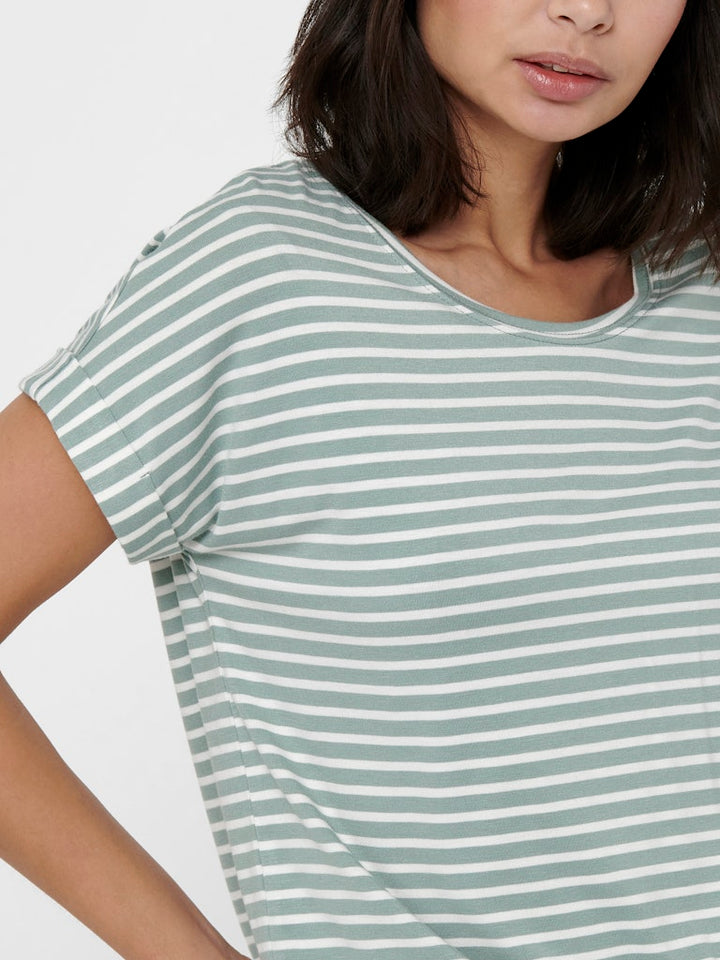 Onlmoster Stripe S/s O-neck Top Jrs Noos - Groen Dessin