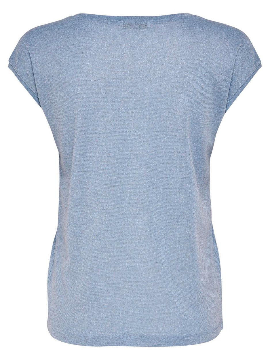 Onlsilvery S/s V Neck Lurex Top Jrs - Lichtblauw